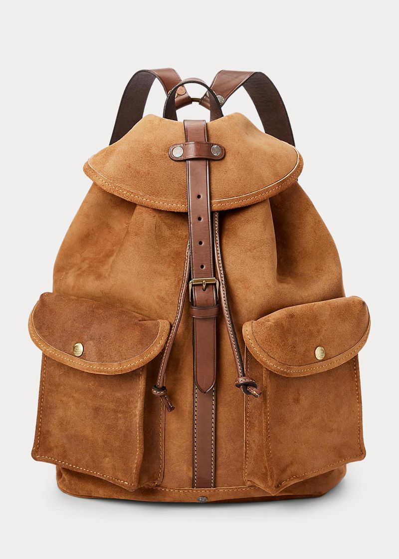 Bolso RRL Hombre Roughout Suede Rucksack Chile Marrones PFUHM-0627